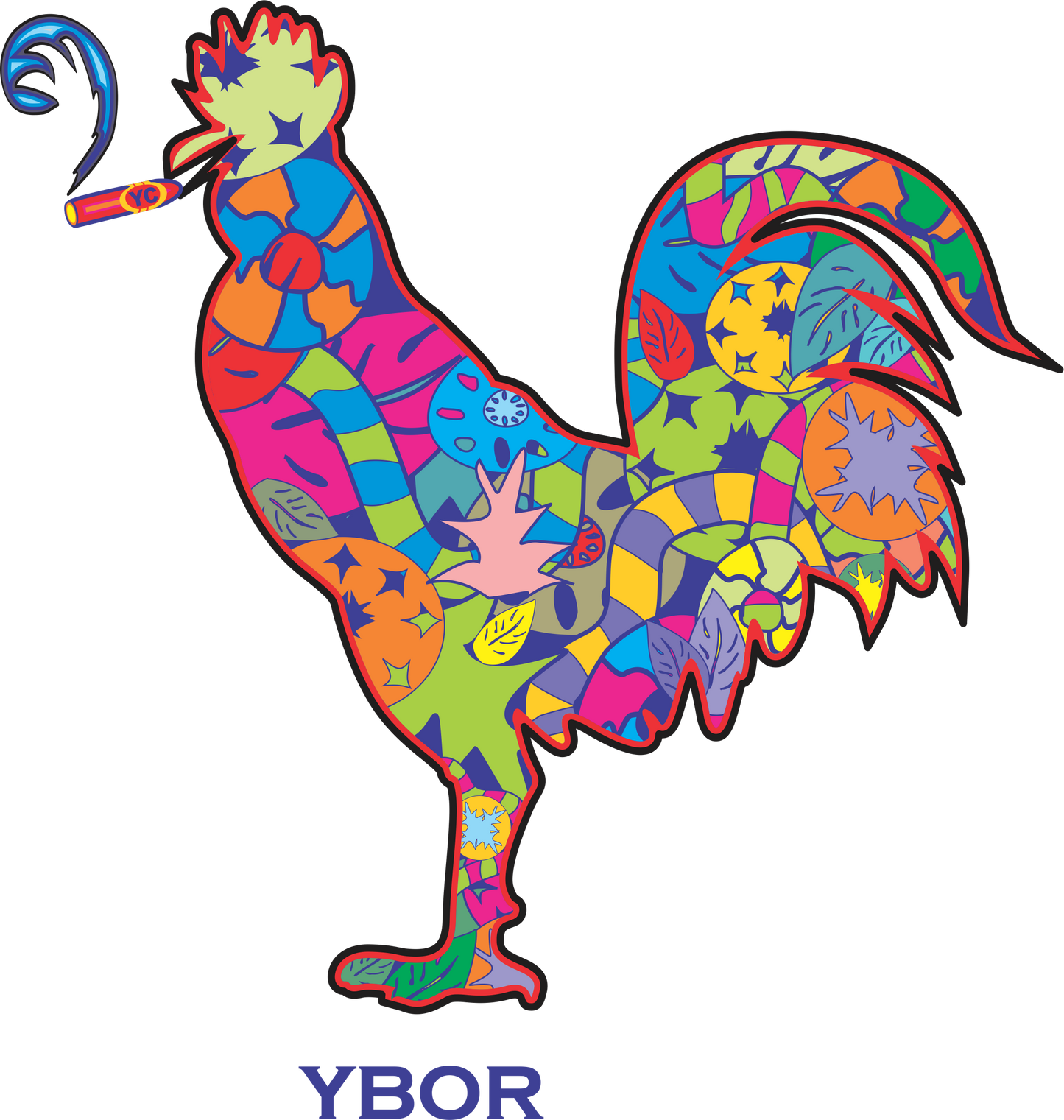 WHOLESALE_Cuban Folk Art Smokin' Rooster Sticker