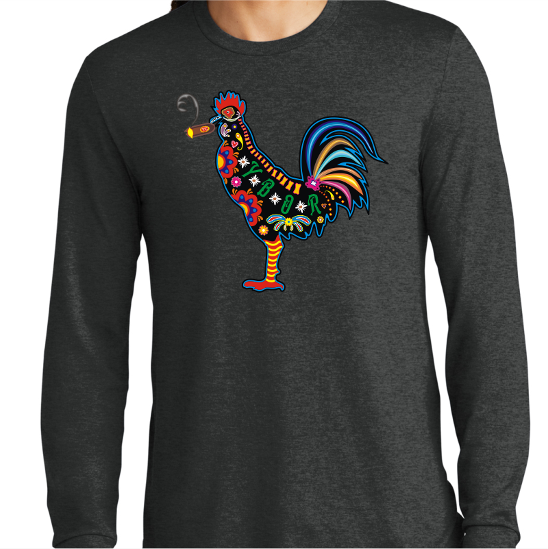 Sugar Skull Smokin' Rooster Long Sleeve Tee