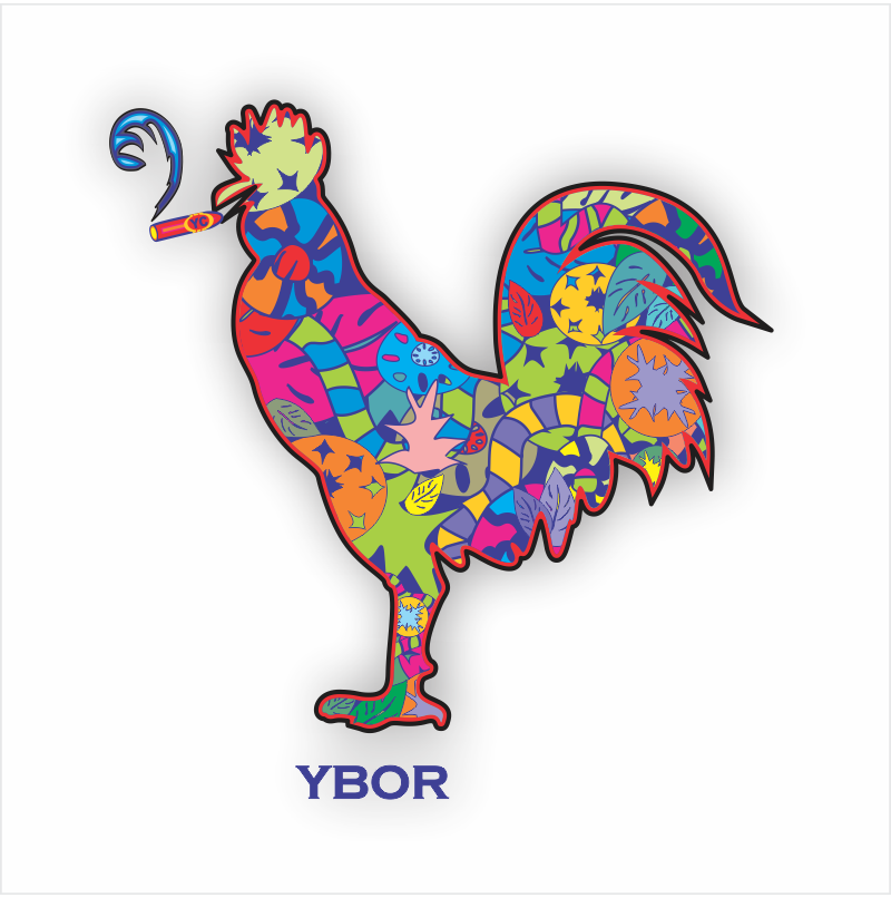 Cuban Folk Art Smokin' Rooster Sticker