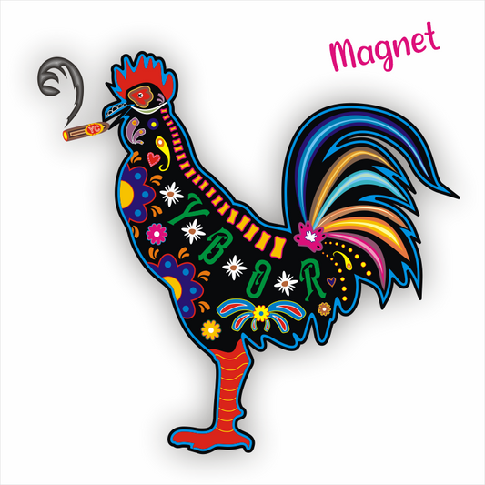 Sugar Skull Smokin' Rooster Magnet